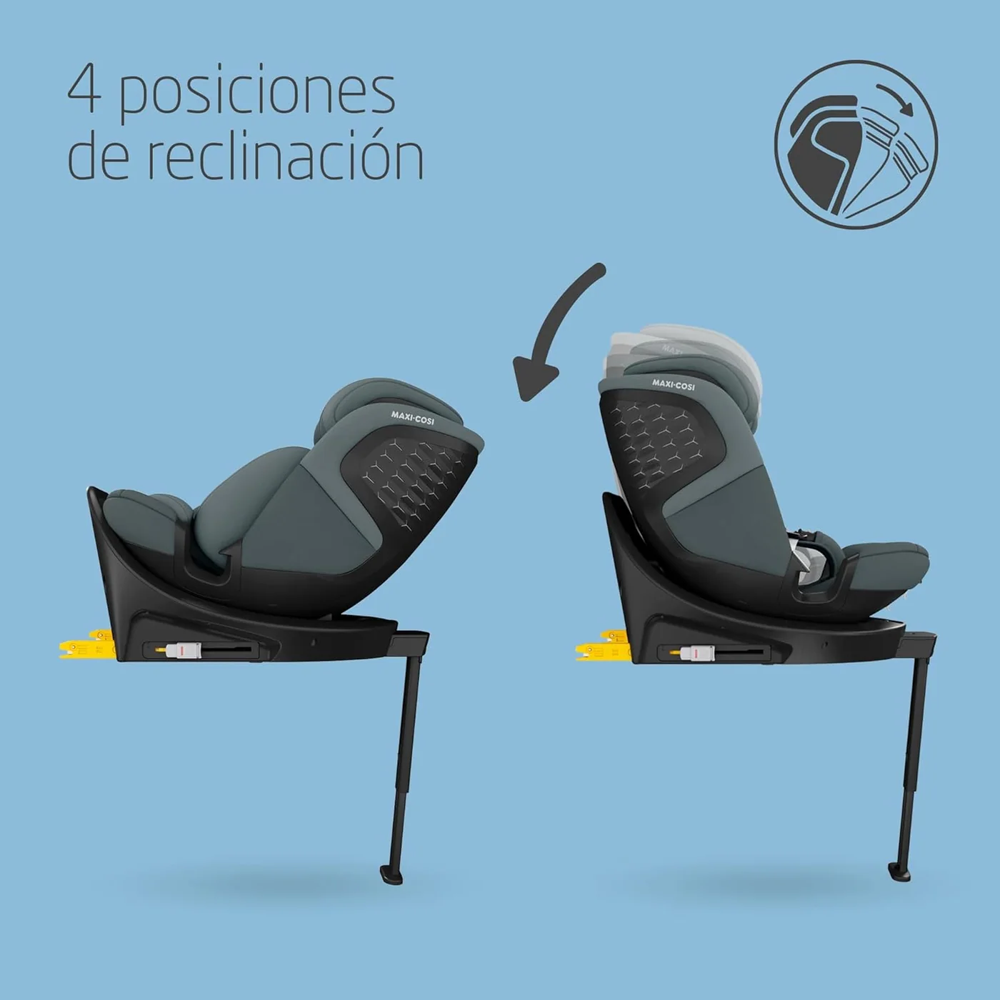 Maxi-Cosi Emerald 360 S i-Size con posiciones de reclinado ajustables